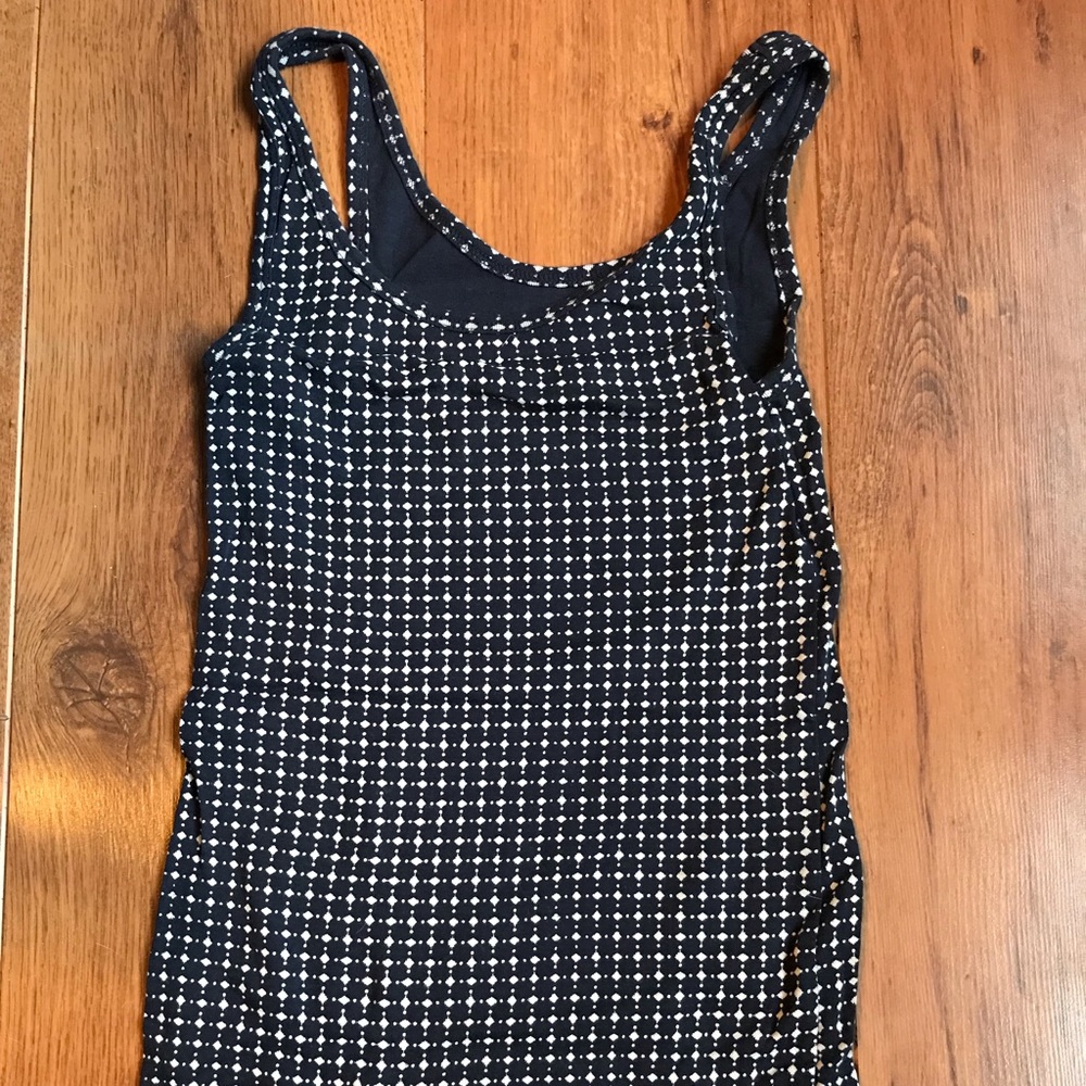 Loft Navy Diamond White Tank Top